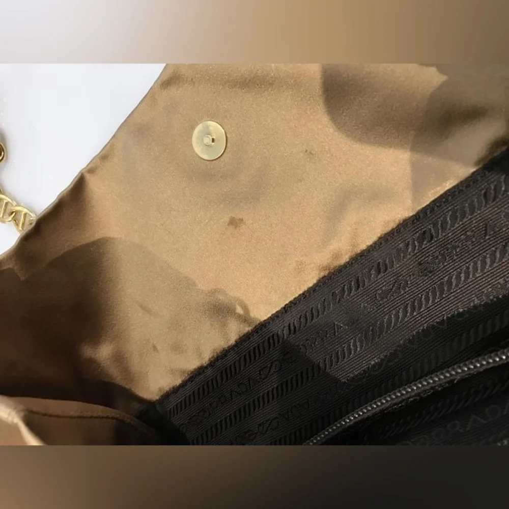 Prada Raso Satin Gold Shoulder/Tote Bag Chain Link Vintage Y2K Baddie - Picture 6 of 9